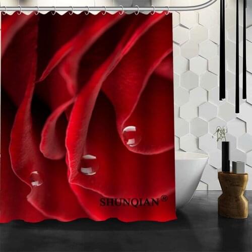 New Bathroom Curtains red rose Shower Curtain Customized Shower Curtain Waterproof Polyester Fabric Curtain For Bathroom