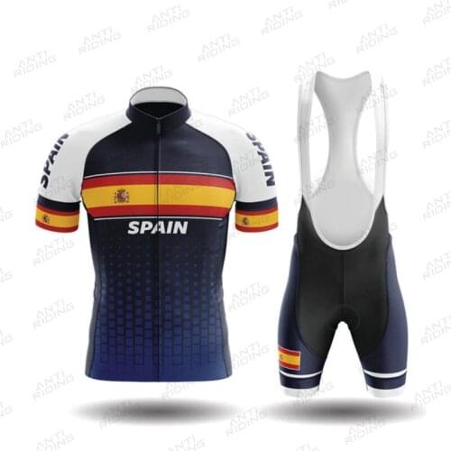 2022 New 2022 Spain Mens Cycling Jersey Set Quick Drying Racing Sport Cycling Clothing MTB Bicycle Jerseys Bike Uniform Ropa D