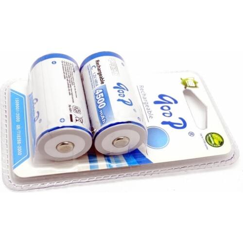 2PCS/LOT GODP High-capacity 4500mAh C Size 1.2V HR14 Ni-MH Rechargeable Battery