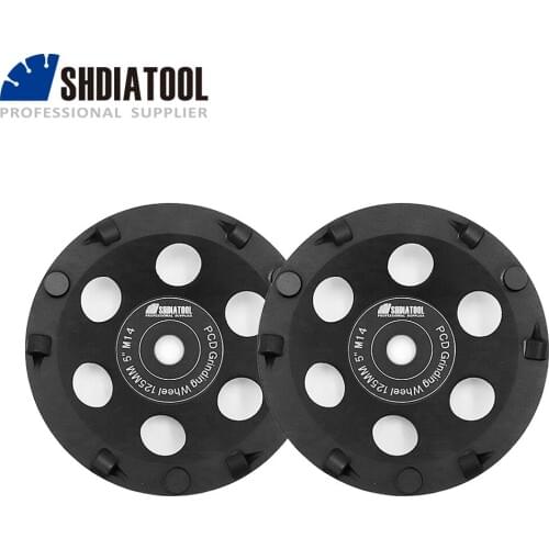 SHDIATOOL 2pcs Dia 5" M14 Thread PCD Grinding Cup Wheel Polycrystalline Diamond Grinding Wheel