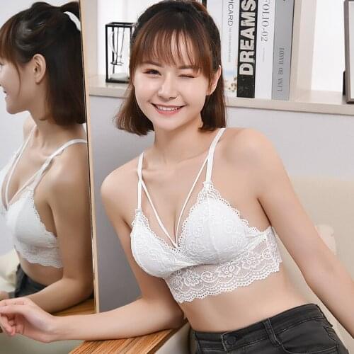 Sexy Lace Beautiful Back Bra Without Steel Ring Thin Tube Top Wrapped V-neck Camisole Bottoming Underwear Vest