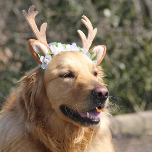 Christmas Reindeer Cat Hat Short Plush 3 Size S/M/L for Cats Dogs Pets Accessories Holiday Dress Up Headress Festival Gift Decor