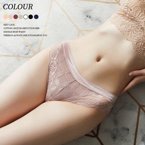 Sexy Ladies Cotton Lace Transparent Panties Sweet Thongs String lingerie Fashion Low-Rise Women Underwear Seamless Briefs 1pcs