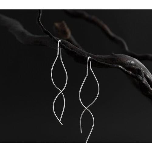 925 Sterling Silver Earring Simple Long Wire Fish Drop Earrings For Women Long Wire Earrings Jewelry Anniversary Party Gift