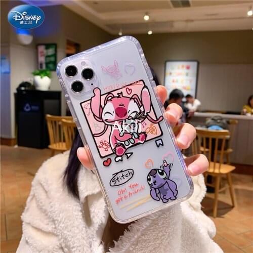 DISNEY 2021 Stitch Silicone Case for IPhone 11 12Pro Xs Max iPhone SE 2020 6 7 8 Plus Official Liquid Silicon 360 Full Cover