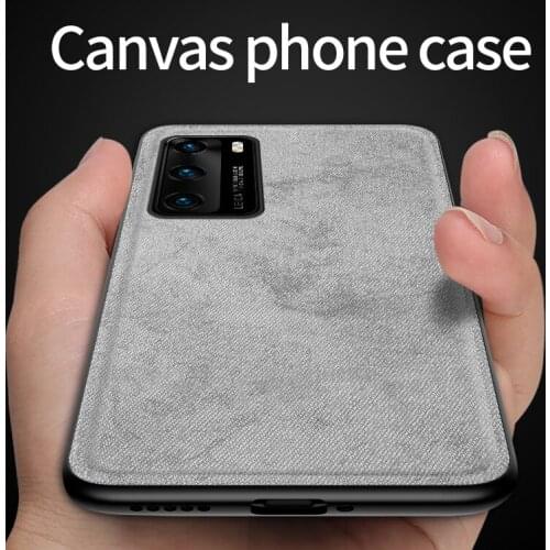Skeypaik Built-in Magnet Shockproof Silicone Soft Camera Protection Canvas Cloth Phone Case For Huawei P40 P30 Pro Black Cover