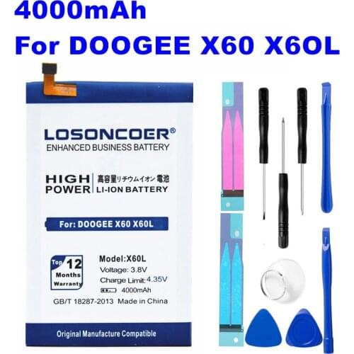 LOSONCOER 4000mAh X60 X60L Replacement Battery For Doogee X60 X60L Phone Battery~In Stock