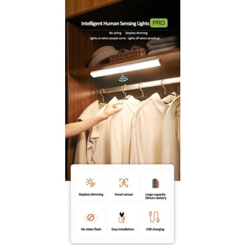 Anern Led Night Light Motion Sensor Led Light USB Rechargeable Kitchen Cabinets Lighting Magnetic Under For Kitchen Stairs Room