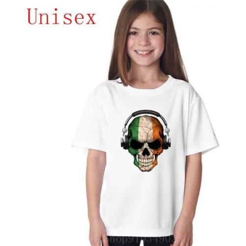 Dark Skull Deejay with Irish Flag childrens clothes g kids clothes boys kids summer clothes nice cool suitable fashionable