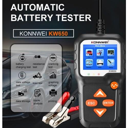 KONNWEI Car Battery Tester For 6V Motorcycle Battery Tester 12V Car Analyzer 100 to 2000 CCA Battery Tester PK KW650