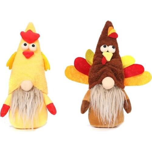 E7CB Thanksgiving Turkey Gnome Decorations Plush Faceless Doll Ornaments Halloween Autumn Festival Gift Home Farmhouse Decor