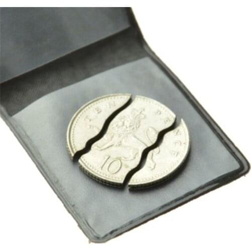 Three Folding Coin Bite Out Coin Penny Version Coin To Bottle Magic Tricks Close Up Accessories Illusion Mentalism