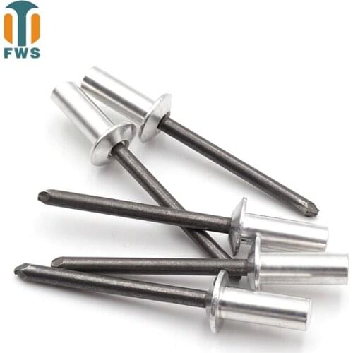 50 PCS M4 6-23mm DIN EN ISO 15973 GB /T 12615.1 Aluminum Steel Closed End Blind Rivets With Break Pull Mandrel Protruding Head