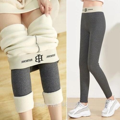 Women Autumn and Winter Pants Thickened Cashmere Winter Leggings Female Cotton Nine Point High Waist Warm Slim Leggings