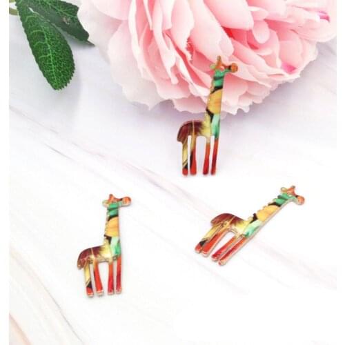 10pcs/lot Korean Jewelry Animal Enamel Painted Giraffe Alloy Pendant Bracelet DIY Jewelry Accessories Fitting XL768