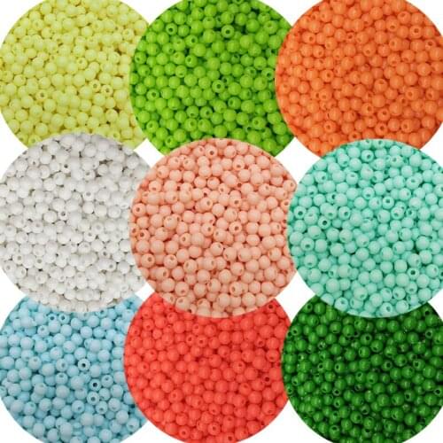 1000pcs 4mm Acrylic Round Cream Beads Spring Color For DIY Craft Bracelets & Necklaces Jewelry Makings Accessories