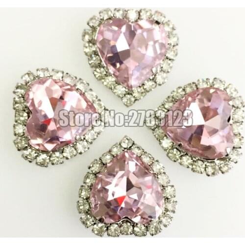 12mm 10pcs/20pcs pink heart shape Crystal buckle, high quality Glass Crystal sew on rhinestones diy/clothing accessories SKHY10