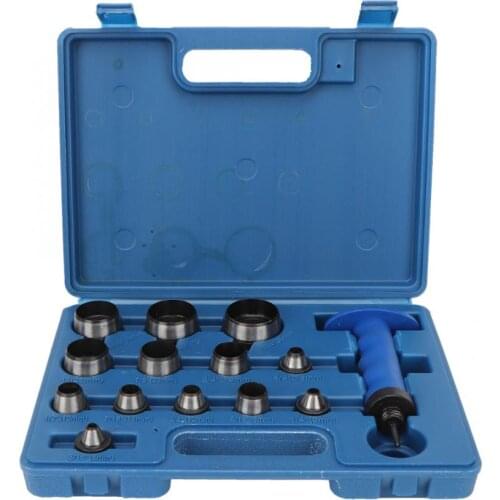 14Pcs Hollow Punch Set DIY Leather Craft Belt Punching Tool 5mm-35mm with Plastic Box Leather Hole Punching