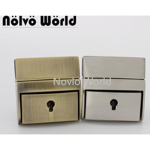 5-20 sets 3 colors 42*42mm brush antique square shaped key lock for mens bag metal lock purse accessories