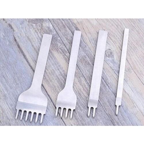50Set 3mm 4mm Prong Leather Craft Tools Hand Tool Hole Punches Stitching Punch Tool Leather Tools 4Pcs/set