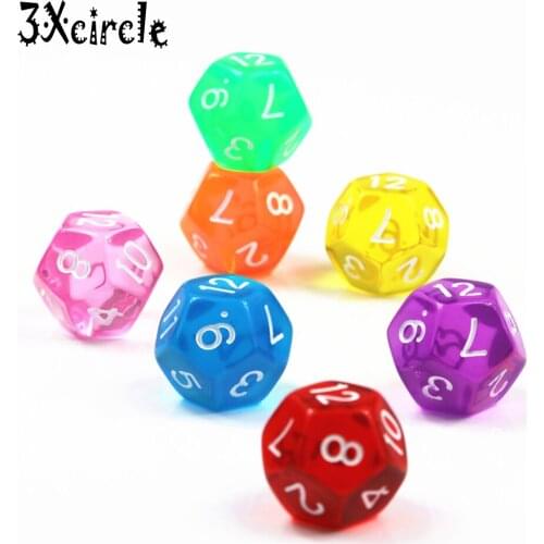 Rainbow Color 7PCS TRPG D12 Dice DnD 12 Sided Games Dices 7 Colors Desktop Game Pieces for Dnd,rpg