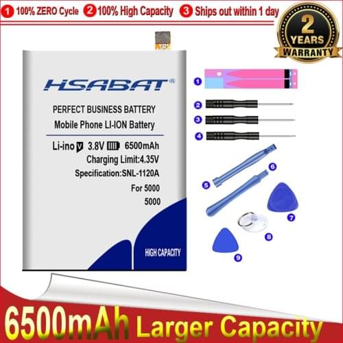 HSABAT 6500mAh Mobile Phone Battery for THL 5000 THL5000 elephone p5000 DEXP Ixion XL5" ML5 free shipping within tracking number