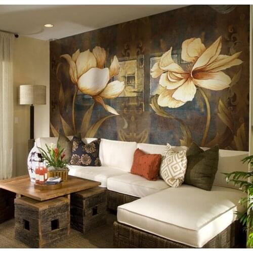 Bacaz Vintage Damask 3d Flower Wall Paper Mural for Sofa Background Living Room 3d Flower Wallpaper Papel Mural 3d Wall Stickers