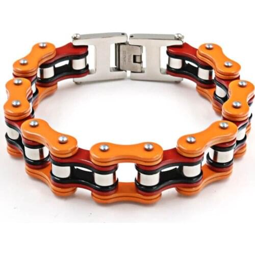 Punk 316L Stainless Steel Bracelet Yellow Tone Biker Bicycle Motorcycle Chain For Mens Bracelets & Bangles High Quality Jewelry