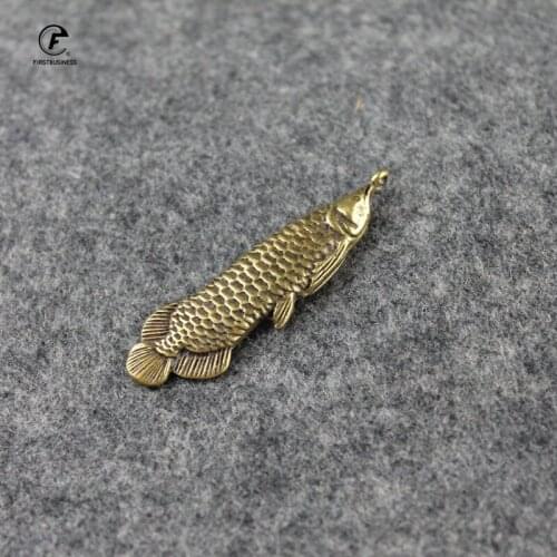 New Fashion Pure Copper Ancient Chinese Sword Fish Figurines Car Keychains Pendants Home Decorations Handmade Animal Fish Crafts
