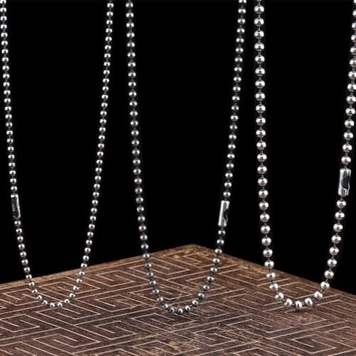 2.5mm 3mm 4mm Thai Silver Vintage Round Bead Necklace Simple and versatile sweater chain for men and women sterling silver 925