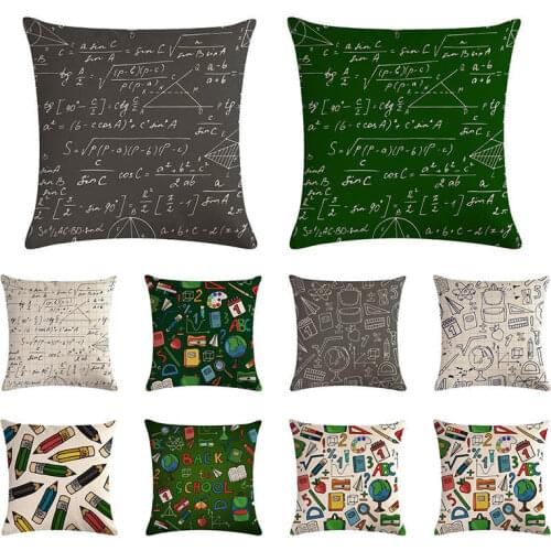Mathematical formula pattern cushion cover brain thinking pillow cover linen car chair bed home decoration pillow case 45x45cm