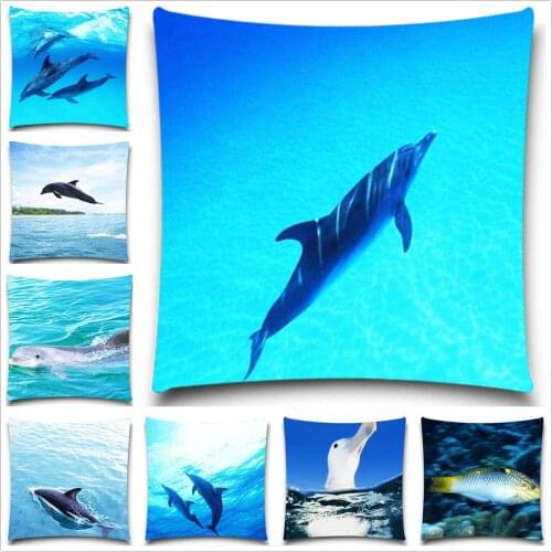Decorative cushion covers Dolphin design Cotton polyester throw pillow cover home decor funda cojines decorativos