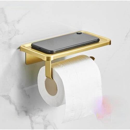 Aluminum Alloy Toilet Paper Tissue Holder Household Hand Towel Tray Wall-mounted Creative Golden Tissue Holder Tissue Box