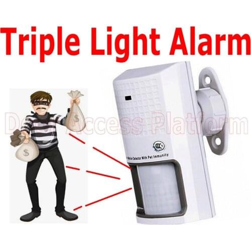 Triple IR Light Detector Alarm 11M x 110 degree sensing Store security Ignore Cats,Dogs,Burglars alarm Office,Factory contrller