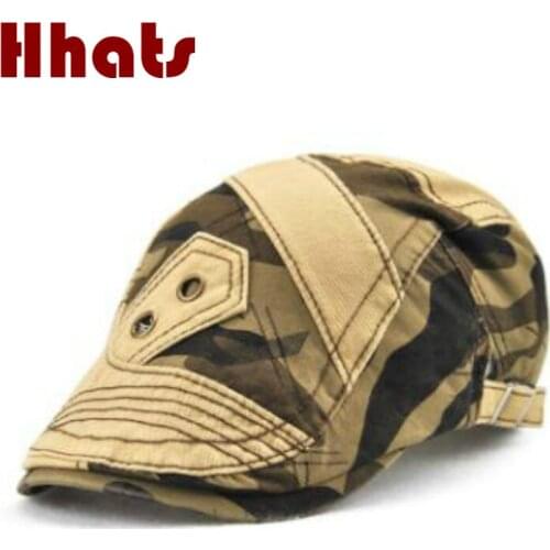 Cotton patchwork camo women beret hat adjustable camouflage summer sun visor men vintage duckbill flat cap bone
