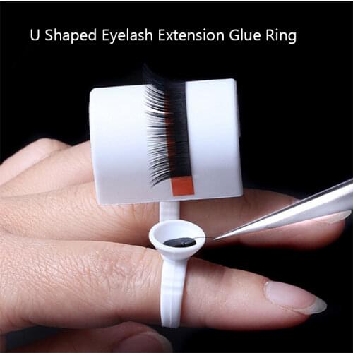 Yelix Individual Eyelash U-shape Holder Set Eyelash Extension Glue Ring Pallet Adhesive Separate False Eyelashes Fast Flowering
