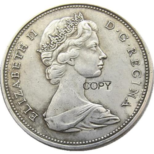 Canada 1 Dollar 1967 ELIZABETH II DEI GRATIA REGINA (1st portrait) Canadian Dollar Silver Plated Copy Coins