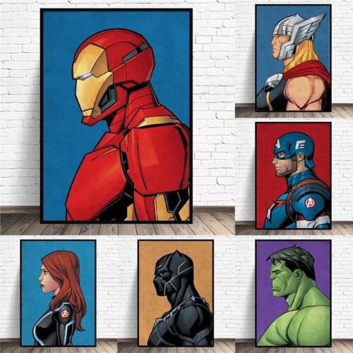 Marvel Avengers Canvas Paintings Superhero Spiderman Retro Comic Poster Iron Man Wall Art Picture for Living Room Home Decor