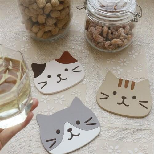 Cat Cute PVC Silicone Coaster Thermal Heat Insulation Waterproof Pad Non-Slip Mat Room Decor Kitchen Utensils