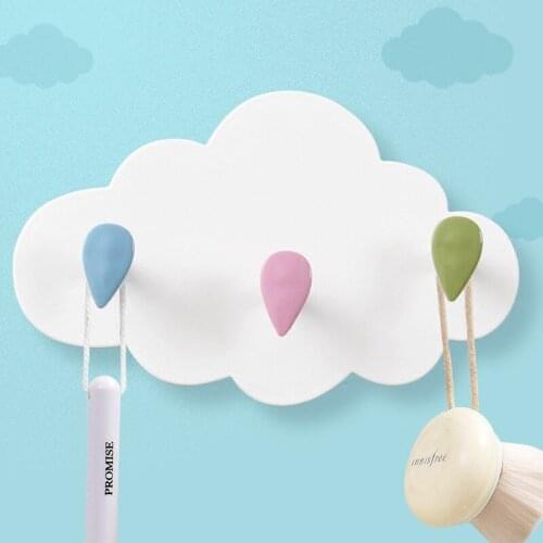 Creative Cute Star Moon Cloud Shape Nail-free Wall Clothes Hooks Kids Room Decorative Key Hanging Hanger Kitchen Storage Hook
