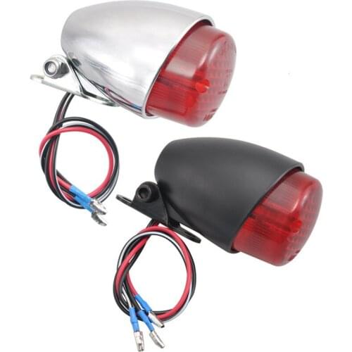 12V Round LED Retro Tail Light Red Lens Cafe Racer Running Brake Lamp For Harley Scooter Cruiser Dirt Bike Chopper ATV Universal