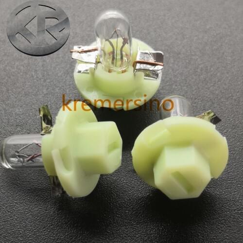 10pcs T5 Bulbs Lamps for Audi Mercedes Benz BMW Opel Volvo Dashboard Instrument 12V 2.0W Pale green Base