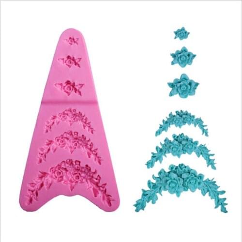 Little Flower Silicone Mold Sugar Paste 3D DIY Fondant Cake Decor Tool Chocolate Cake Fence Shaped Mold Kitchen Liquid Cake Rose
