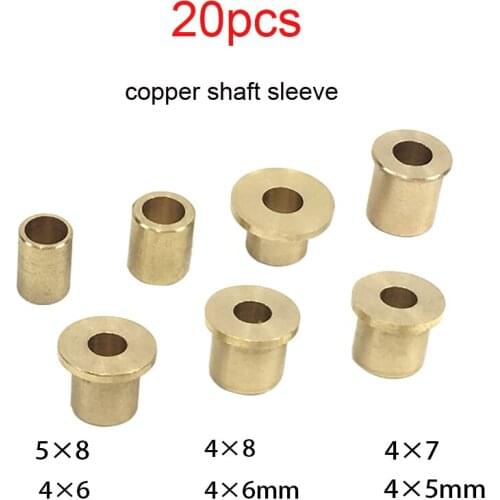 20PCS Copper Shaft Sleeve Shafting Bushing Bearing Inner Dia 4mm/5mm for Model RC Boats/Robot/Rudder Shafts DIY Acc