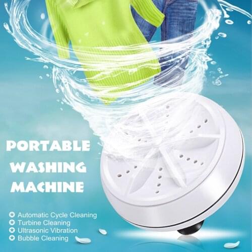 Mini Ultrasonic Washing Machine Portable Turbo Personal Rotating Washer Convenient Travel Home Business Trip USB 6W 10V