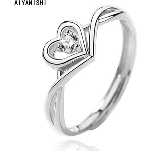 AIYANISHI Fashion Trendy Rings For Women 925 Silver Bridal Wedding Heart Sona Diamond Engagement Ring Bijoux Femme Drop Shipping