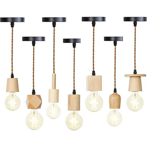 Nordic Simple Style Wooden LED Pendant Lights Hanging Lamp Chandelier Light Dining Room Kitchen Island Bedroom Home Decorative