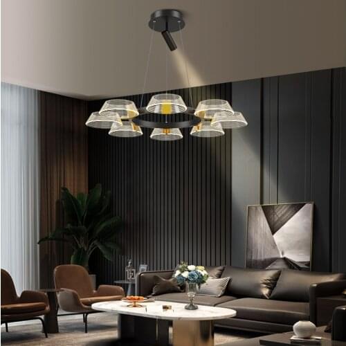 Nordic modern LED chandelier ceiling lamp 3/6/8 head cone decoration living room bedroom dining room dining room lighting living