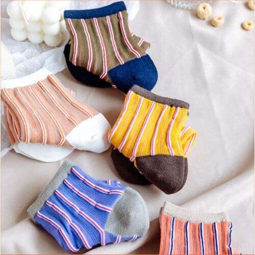 Net Celebrity Womens Socks Vertical Stripes Breathable Color Crystal Silk Socks Personalized Twist In Tube Socks Direct Sales