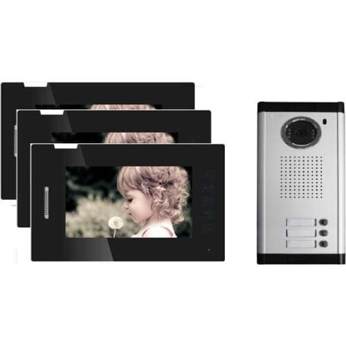 New Intercom System + 3 monitors 7" TFT Touch key monitor ,can take photos multi-languages menu video door phone